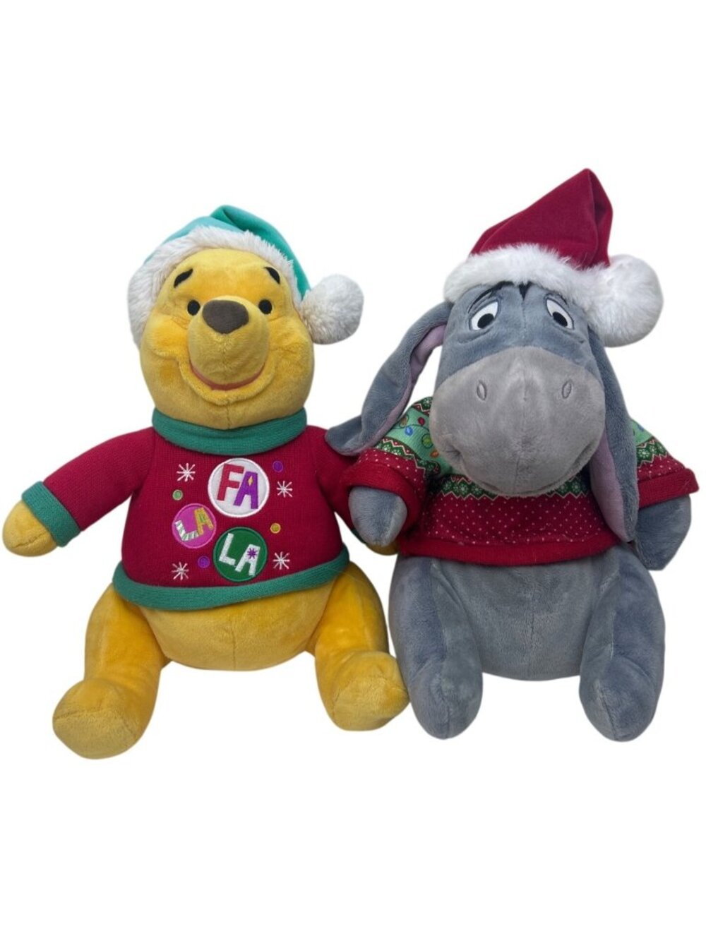 Disney Winnie the Pooh & Eeyore Plush Christmas Holiday Decor Collectible